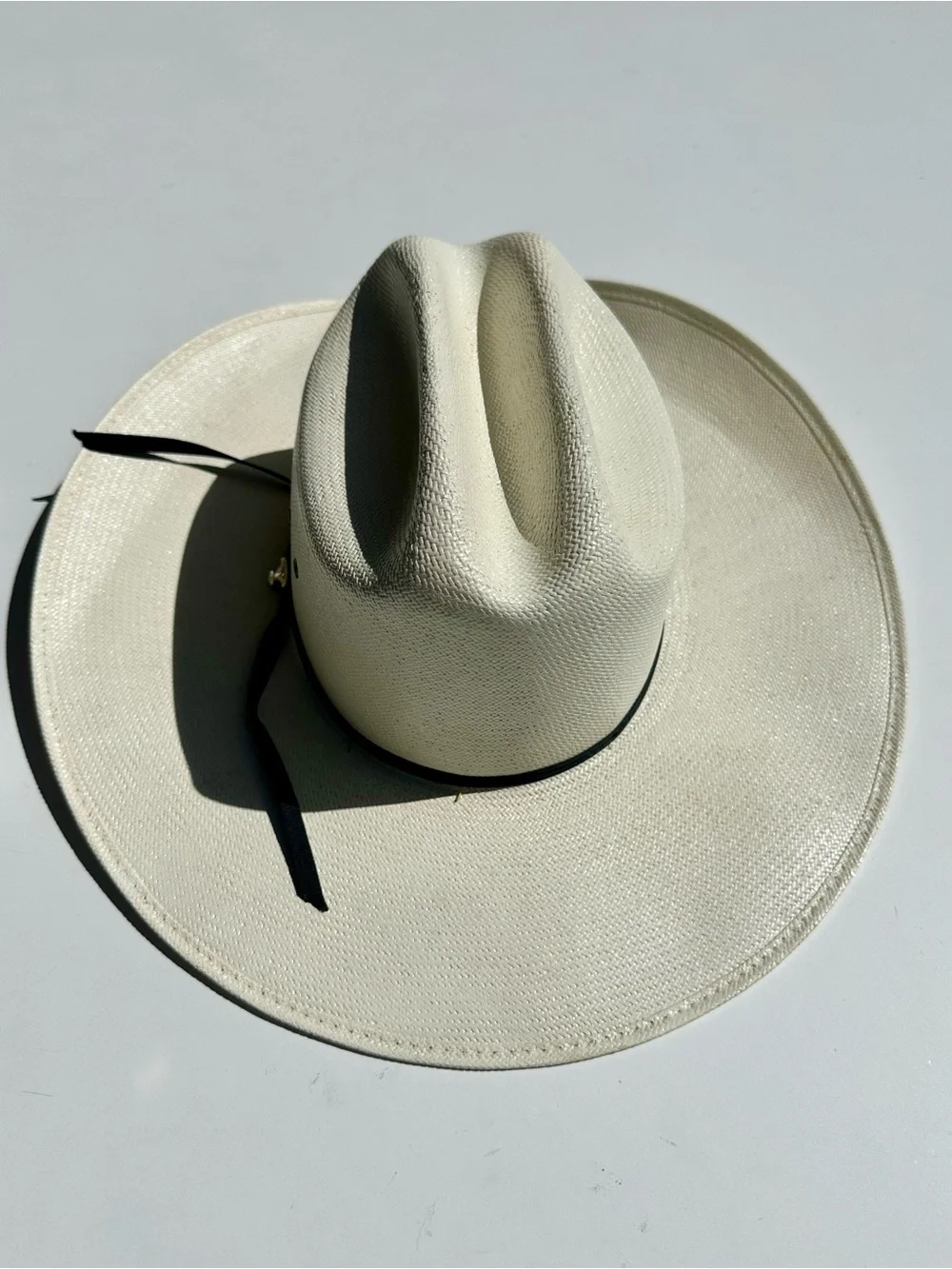 American Hat Co Para Panama Men's Wide-Brim Outback Hat Cream, Black Band, 7 1/8
